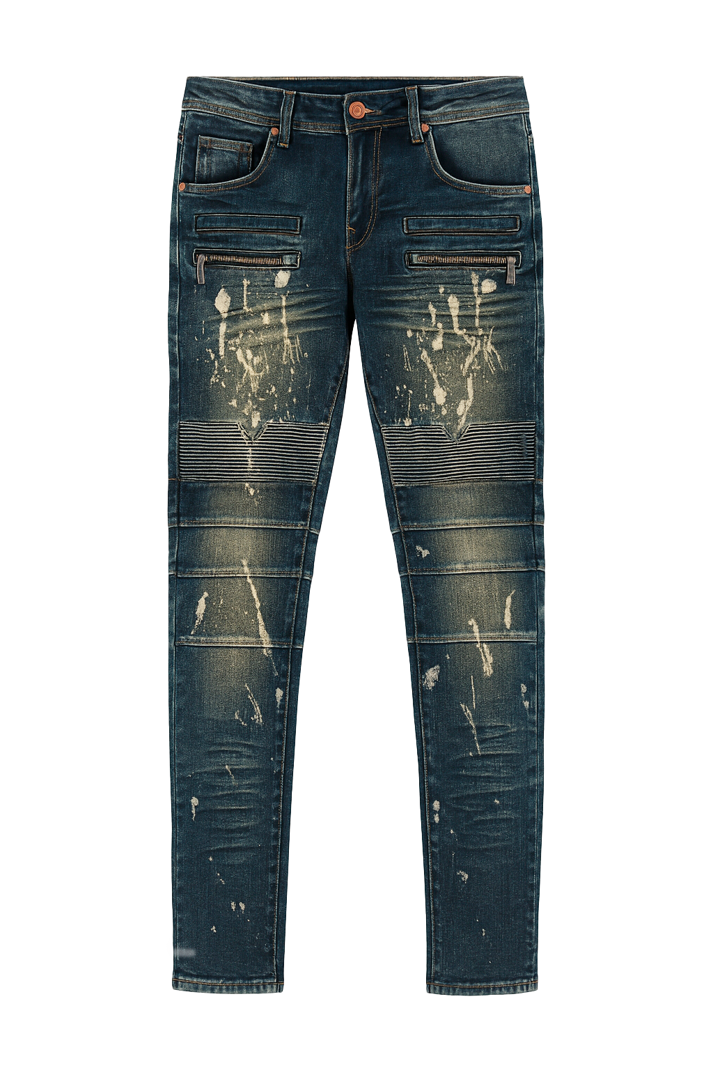 STONERS VINTAGE JEANS DISTRESSED DENIM PANTS INDIGO - PAINTS