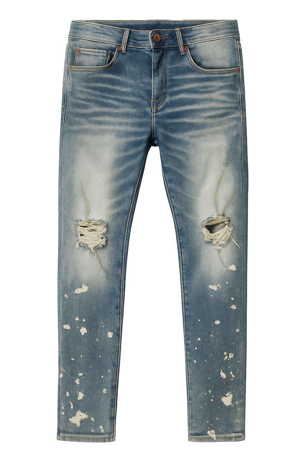 STONERS VINTAGE JEANS DISTRESSED DENIM PANTS INDIGO - SPLASH