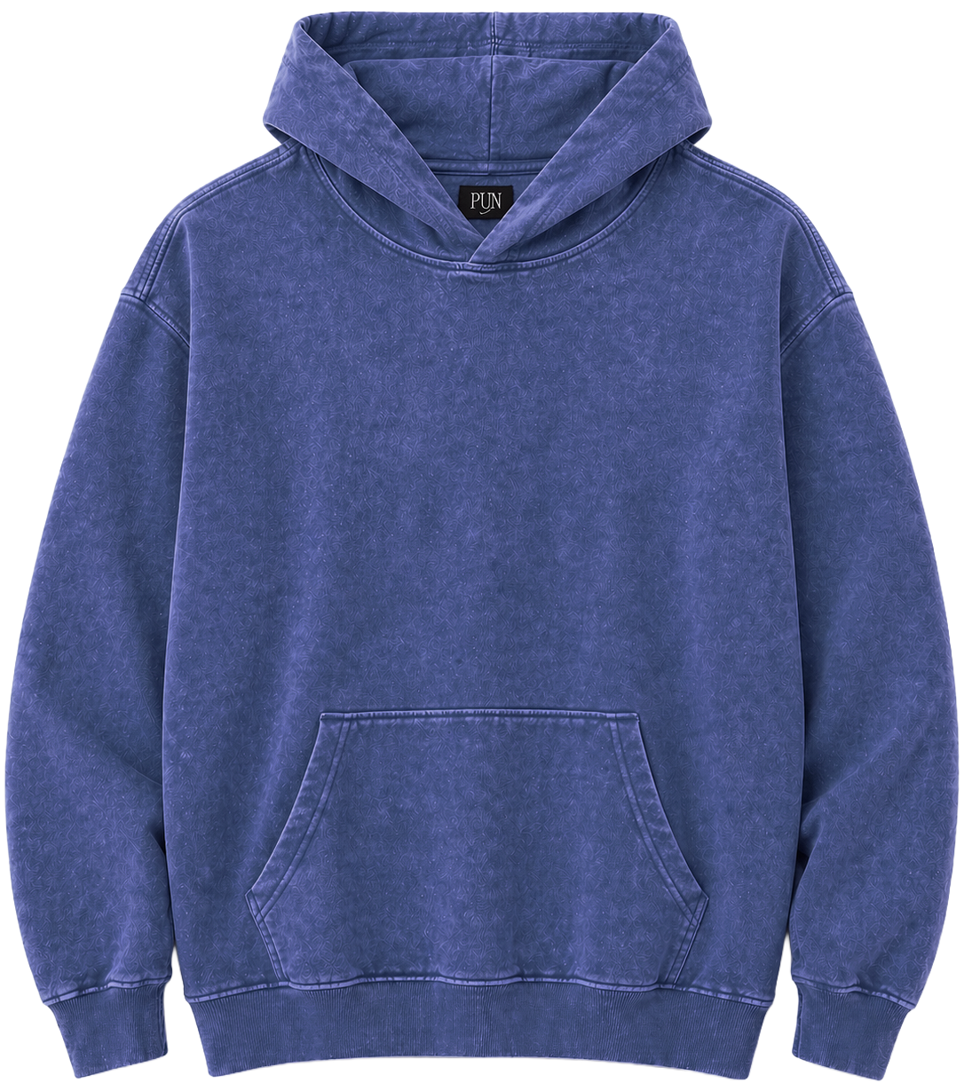 RINGSPUN ACID WASH HOODIE INDIGO - 341-301