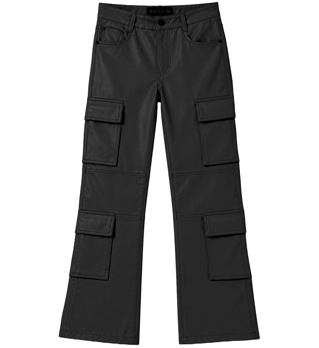 R3BEL STACKED FAUX LEATHER CARGO JEANS BLACK - 632-692