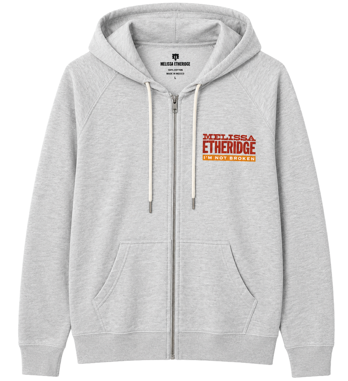 LICENSED MELISSA ETHERIDGE ZIP HOODIE JACKET GREY - ETHERIDGE