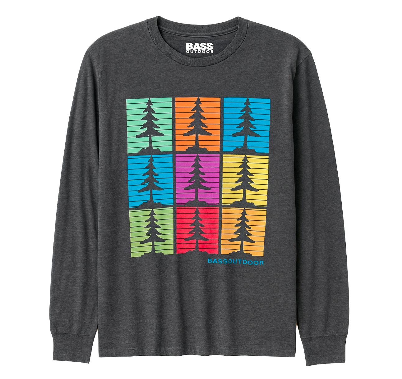 LICENSED BASS OUTDOOR LONG SLEEVE SHIRT CHARCOAL - FOREST