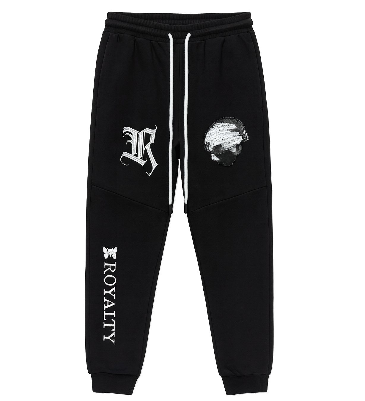 FIFTH LOOP EMBROIDEREY PRINT JOGGER PANTS BLACK - FLP220