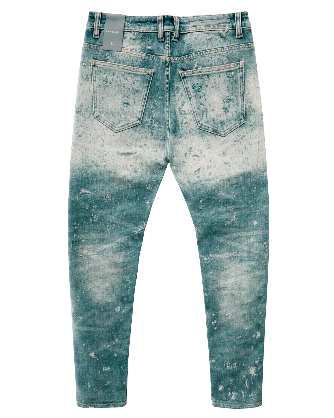 EMBELLISH DISTRESSED JEANS BLUE WASH - EMBHOL124-004