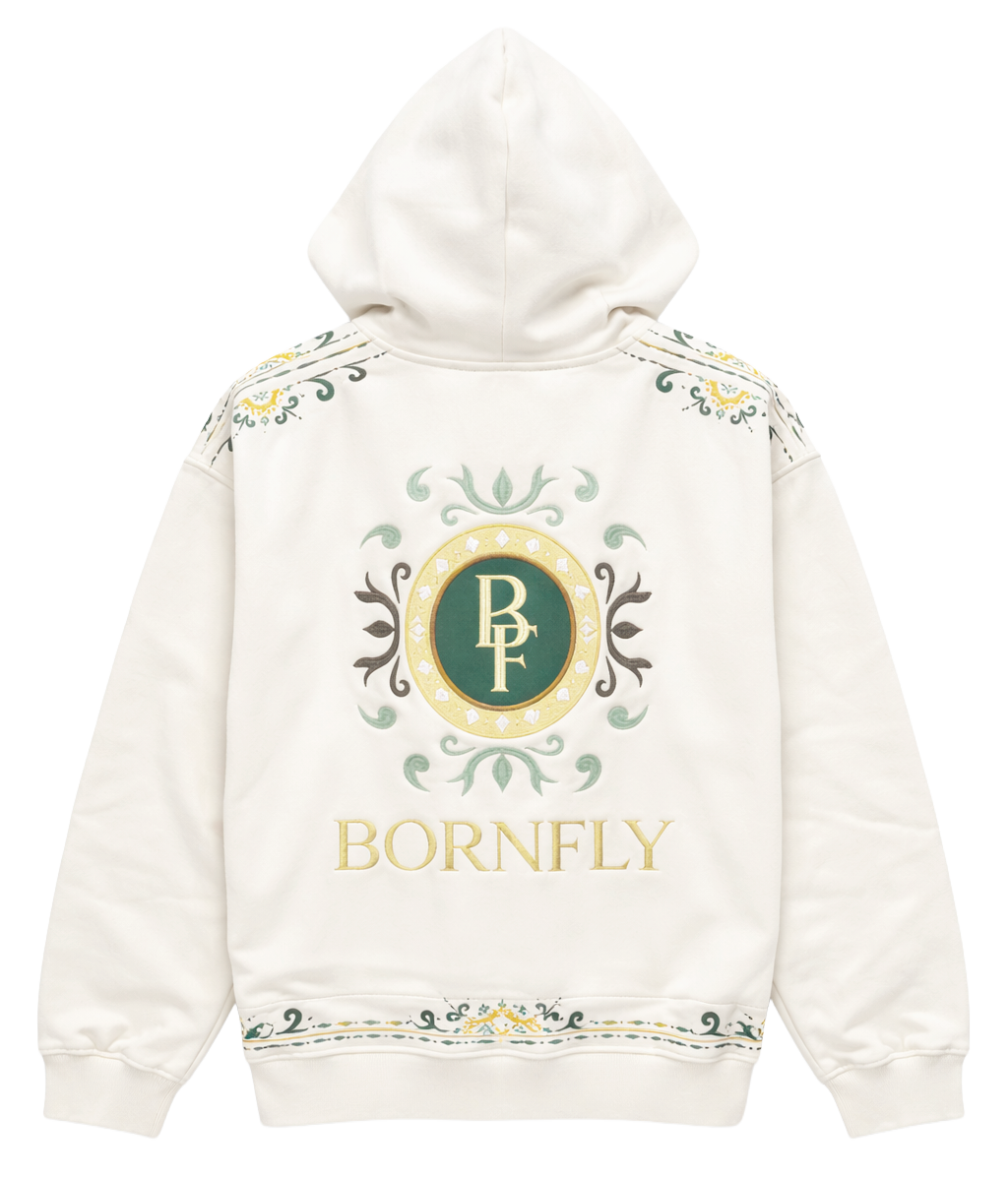 BORN FLY PREMIUM ZIP HOODIE JACKET CREAM - B05H5023