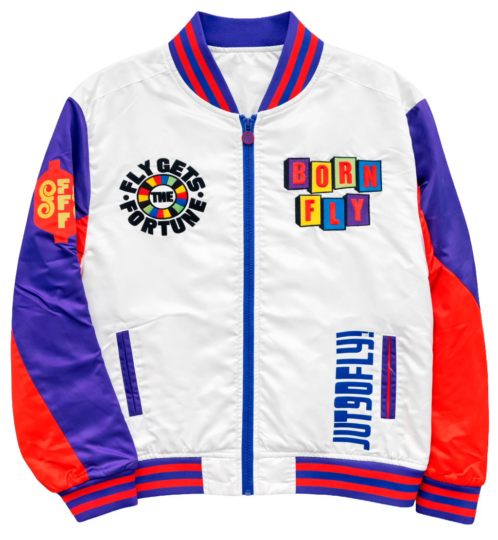 BORN FLY PREMIUM VARSITY JACKET WHITE - 2203O4347