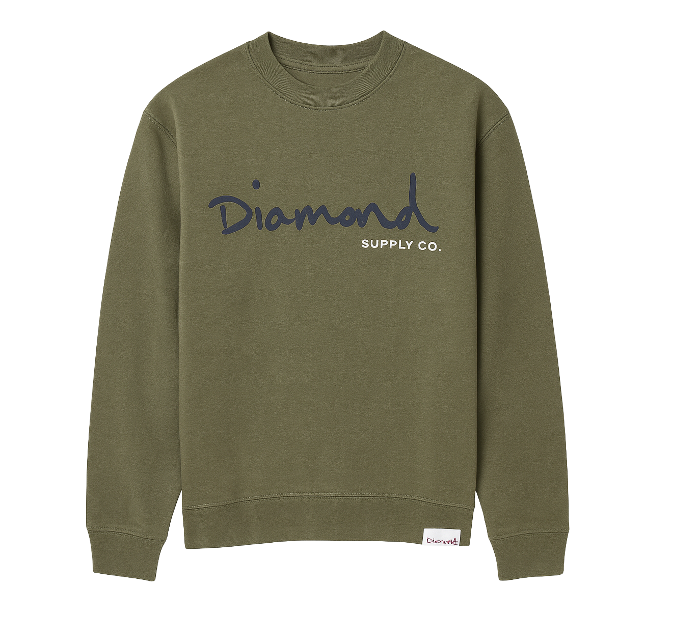 DIAMOND SUPPLY CO CREWNECK ARMY GREEN - A23DMPE402