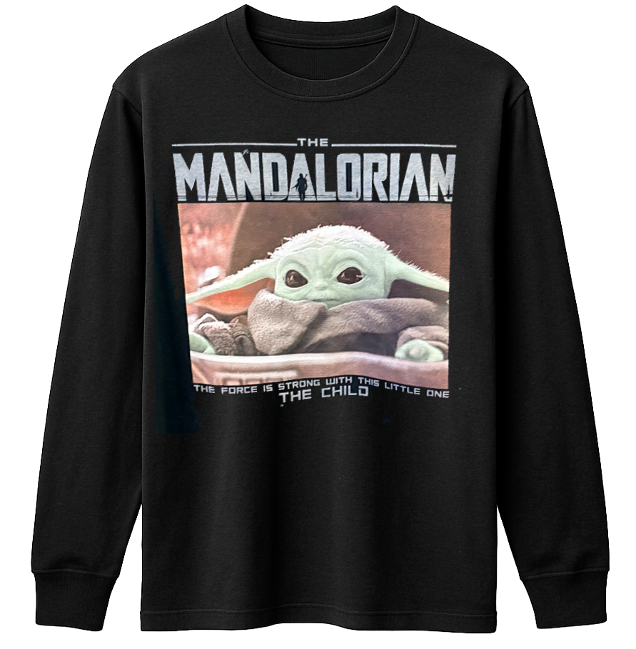 LICENSED DISNEY MANDALORIAN L/S SHIRT BLACK - GROGU / OP3179