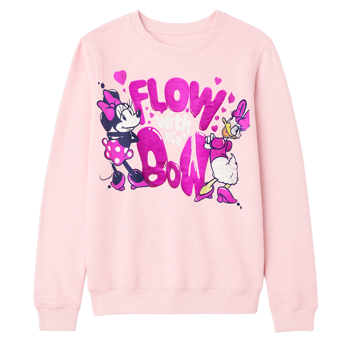 WOMENS LICENSED DISNEY CREWNECK PINK - FLOW BOW / OP3179