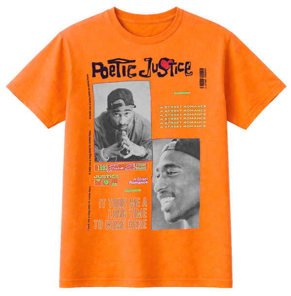 LICENSED TUPAC POETIC JUSTICE T-SHIRT ORANGE - 4POE90990