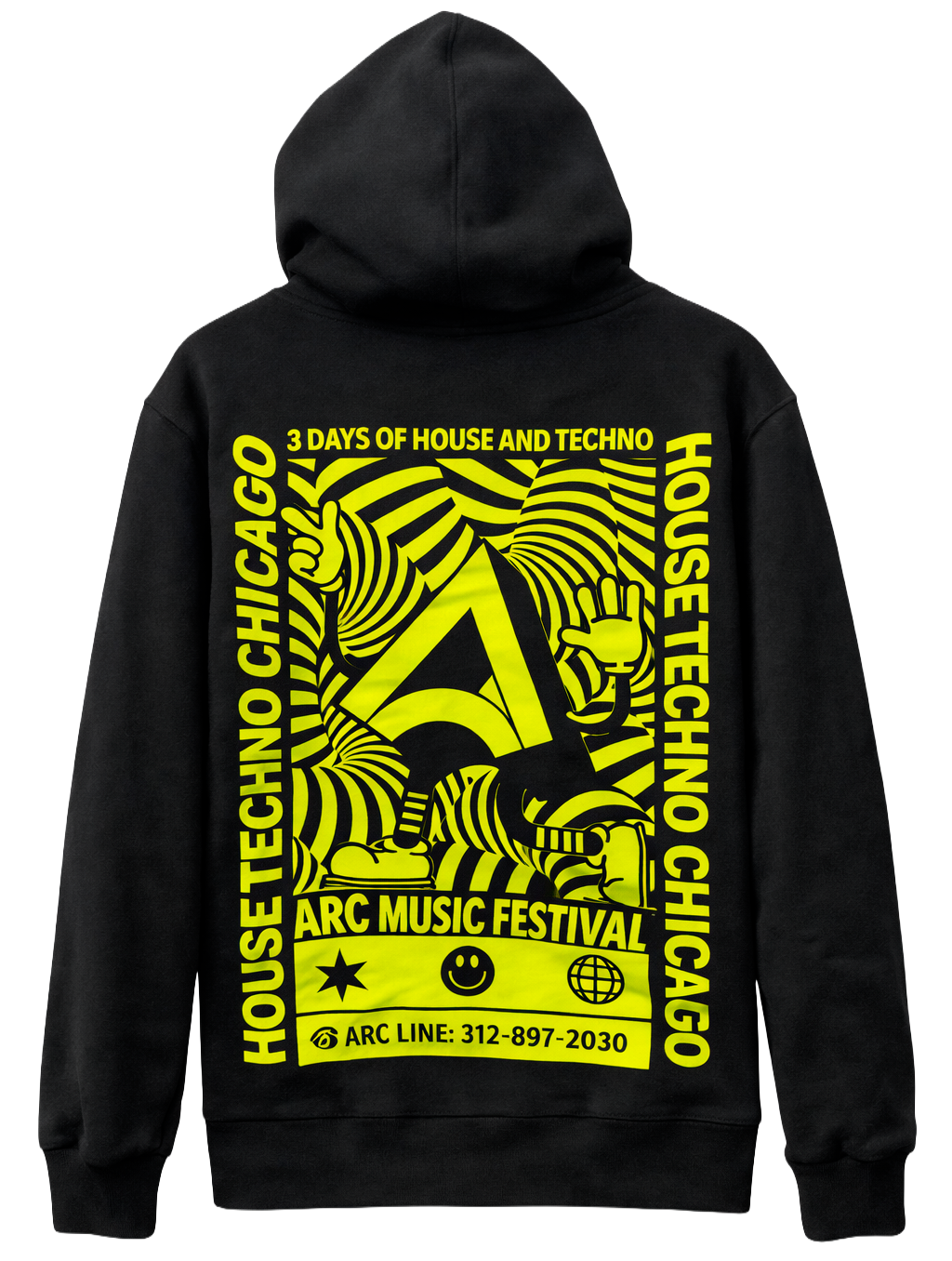 ARC MUSIC FESTIVAL CHICAGO HOODIE BLACK - HSARCICON