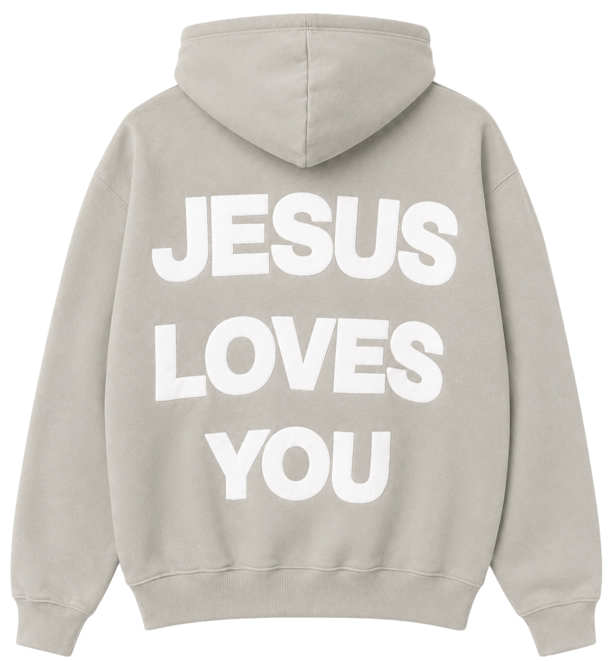 JESUS SAVES PREMIUM CROSS HOODIE CEMENT - JESUS LOVES YOU