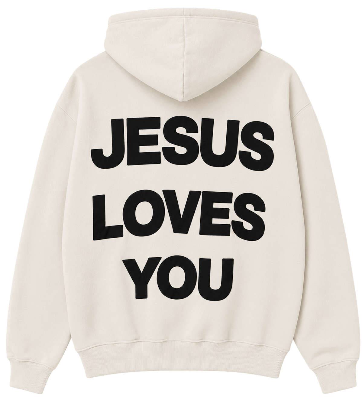 JESUS SAVES PREMIUM CROSS HOODIE ASST CREAM - JESUS LOVES YOU