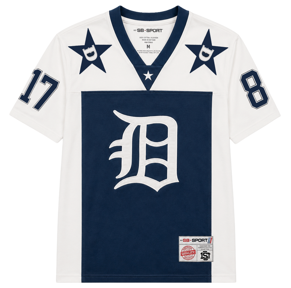 SD SPORT FOOTBALL JERSEY T-SHIRT WHITE/NAVY - SM4108WT
