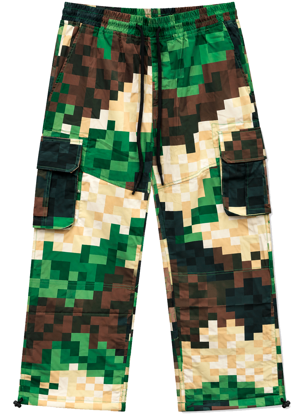 REBEL MINDS DIGITAL CAMO CARGO NYLON PANTS OLIVE - 142-473