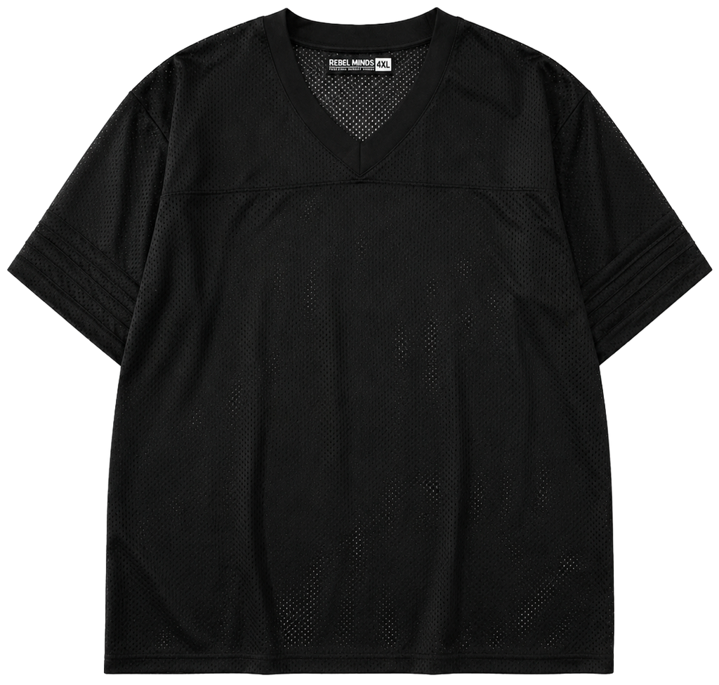 REBEL MINDS PLUS SIZE MESH FOOTBALL JERSEY BLACK - 152-441