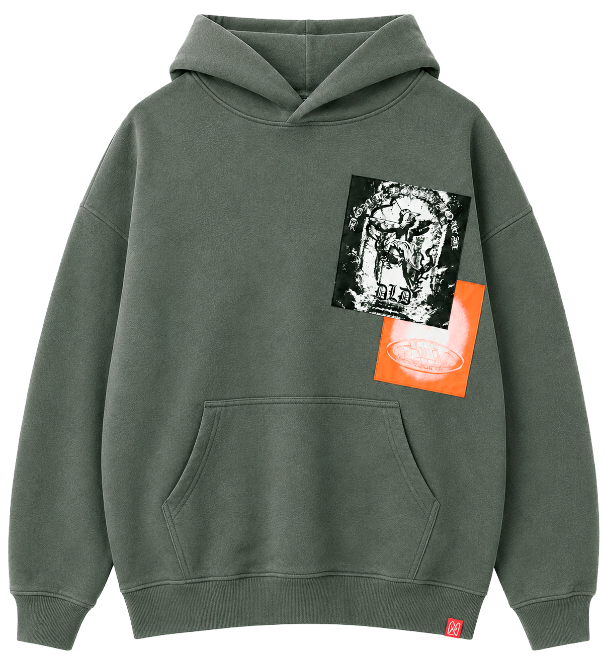 DLD OVERSIZED GRAPHIC HOODIE OYSTER - DYF2-25H45