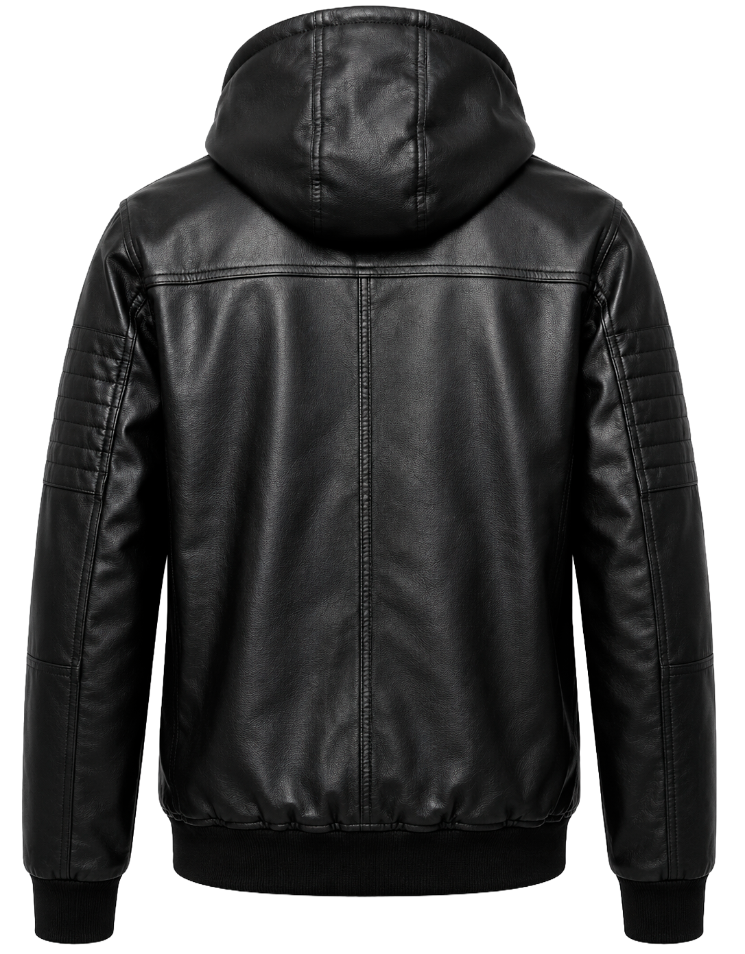 XUEHANHU LEATHER HOODED JACKET BLACK - AZ08