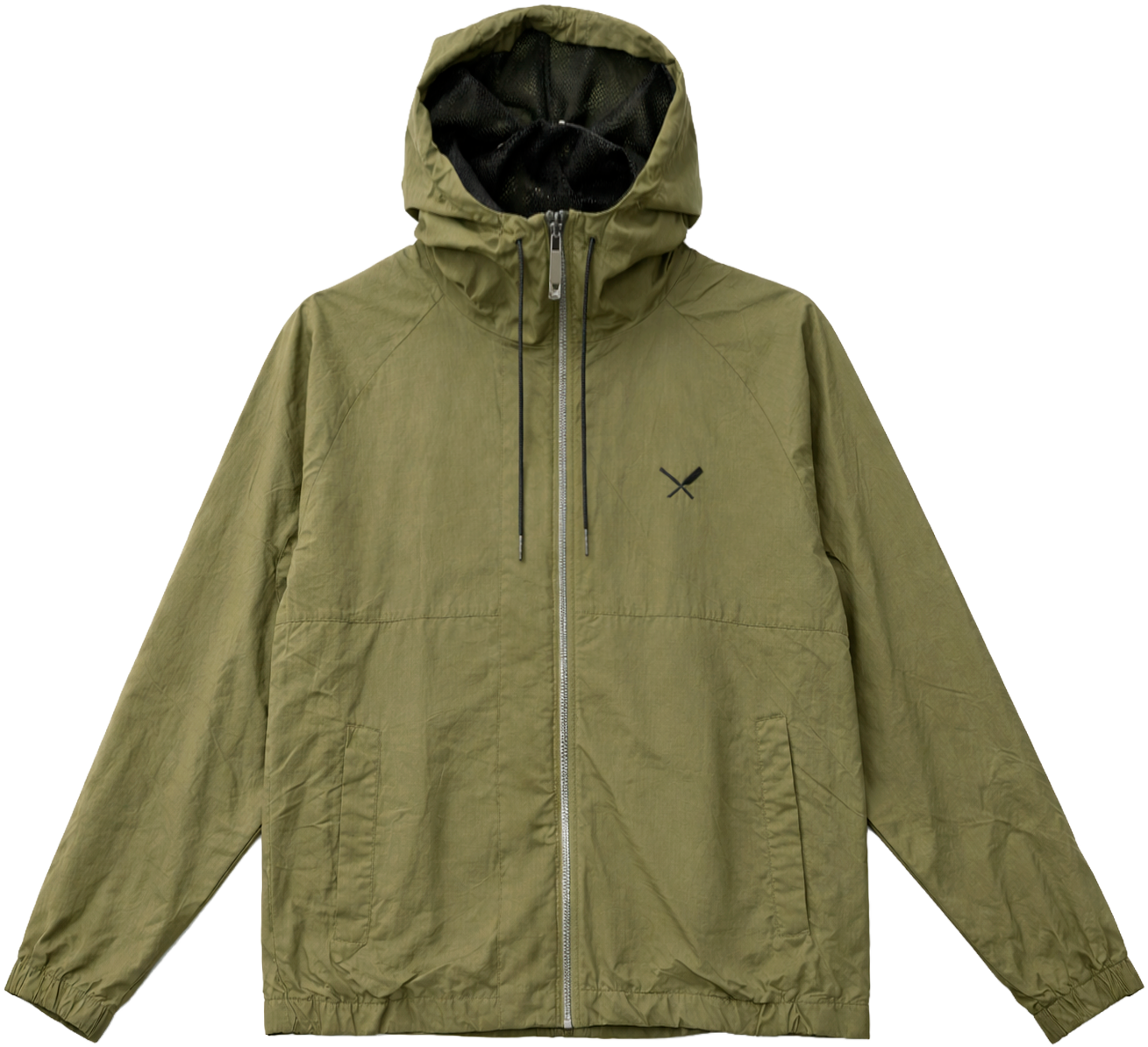DISTORTED PEOPLE WINDBREAKER JACKET OLIVE/BLACK - 3521