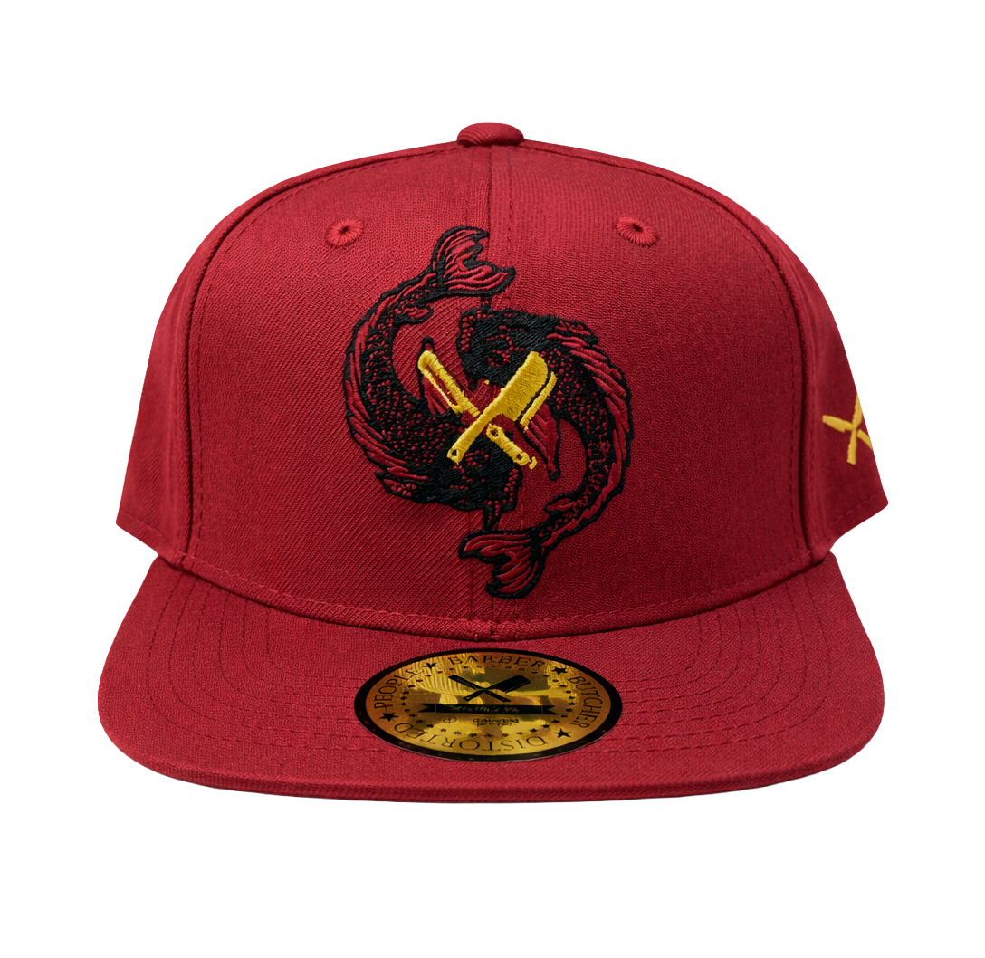DISTORTED PEOPLE ORNAMENT SNAPBACK HAT DARK RED - 2542