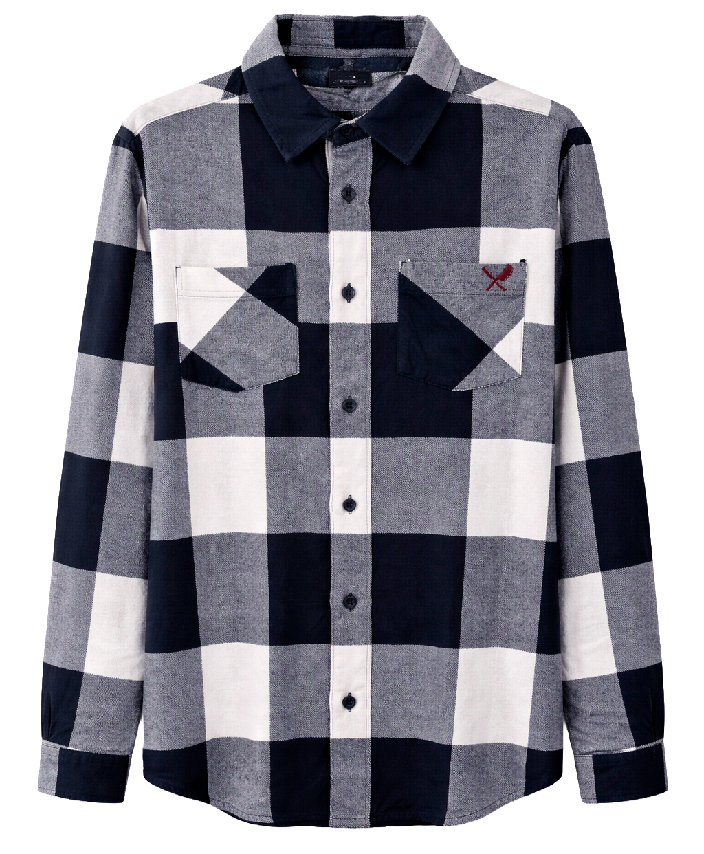 DISTORTED PEOPLE L/S FLANNEL SHIRT NAVY/BLK/WHT/BURGUNDY - 3657