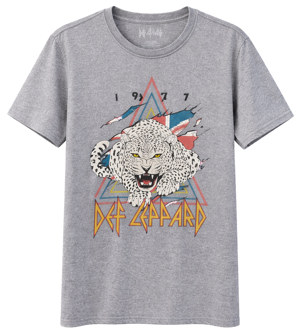 LICENSED DEF LEOPARD MUSIC T-SHIRT GREY MINERAL WASH - 4DEL90280ACL