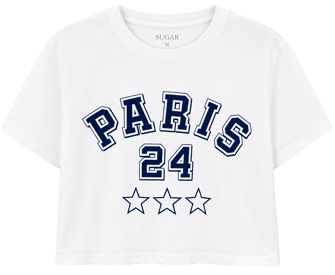 WOMENS SUGAR FLOWER GRAPHIC CROP T-SHIRT WHITE - JRSFSP24BT004