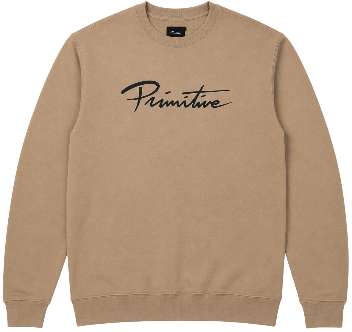 PRIMITIVE NUEVO SCRIPT CREWNECK SAND - LOGO SCRIPT - Steal Deal 