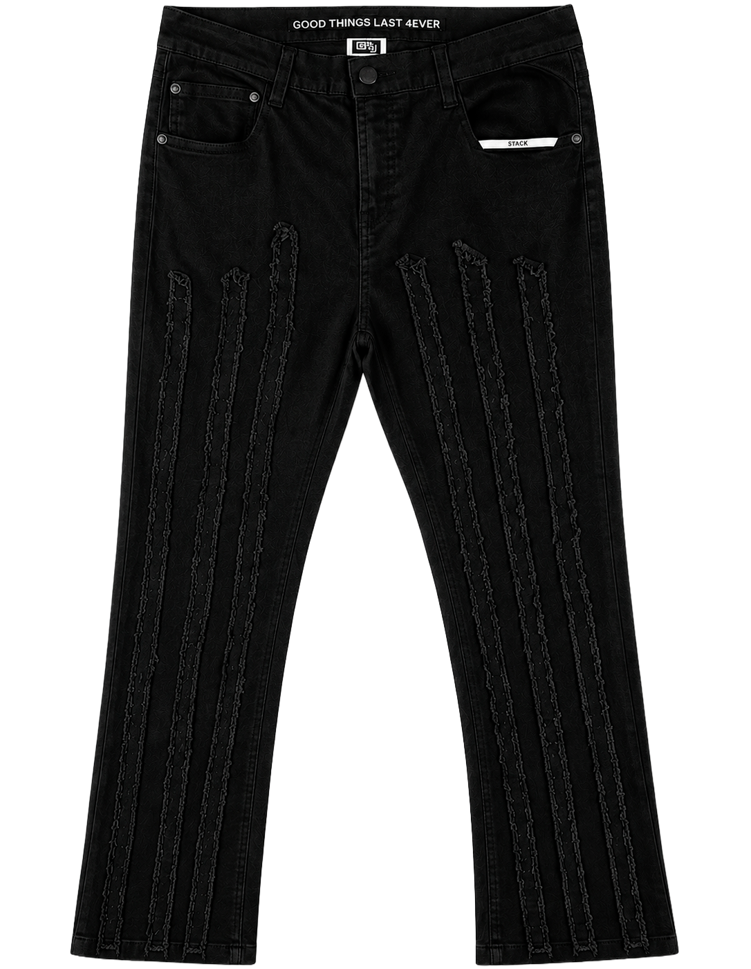 GTL4 STACKED FRAYED JEANS BLACK - G241A-4509 - Steal Deal 