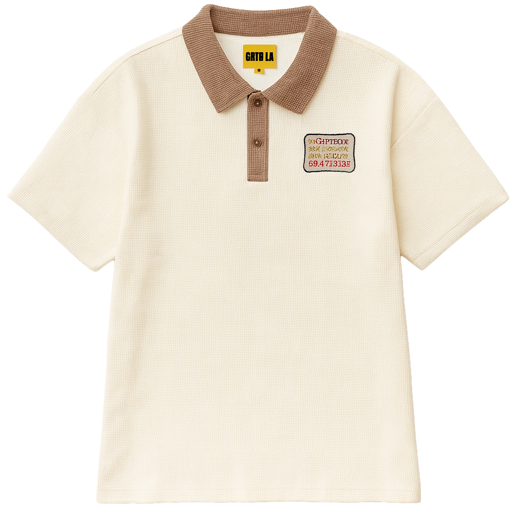 GFTD LA S/S POLO T-SHIRT BONE - GFTSP25-13