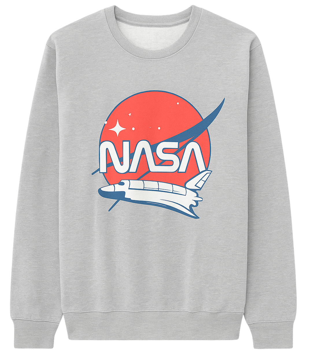 LICENSED NASA CREWNECK SWEATSHIRT HTR GREY - 2NAS1386FLC