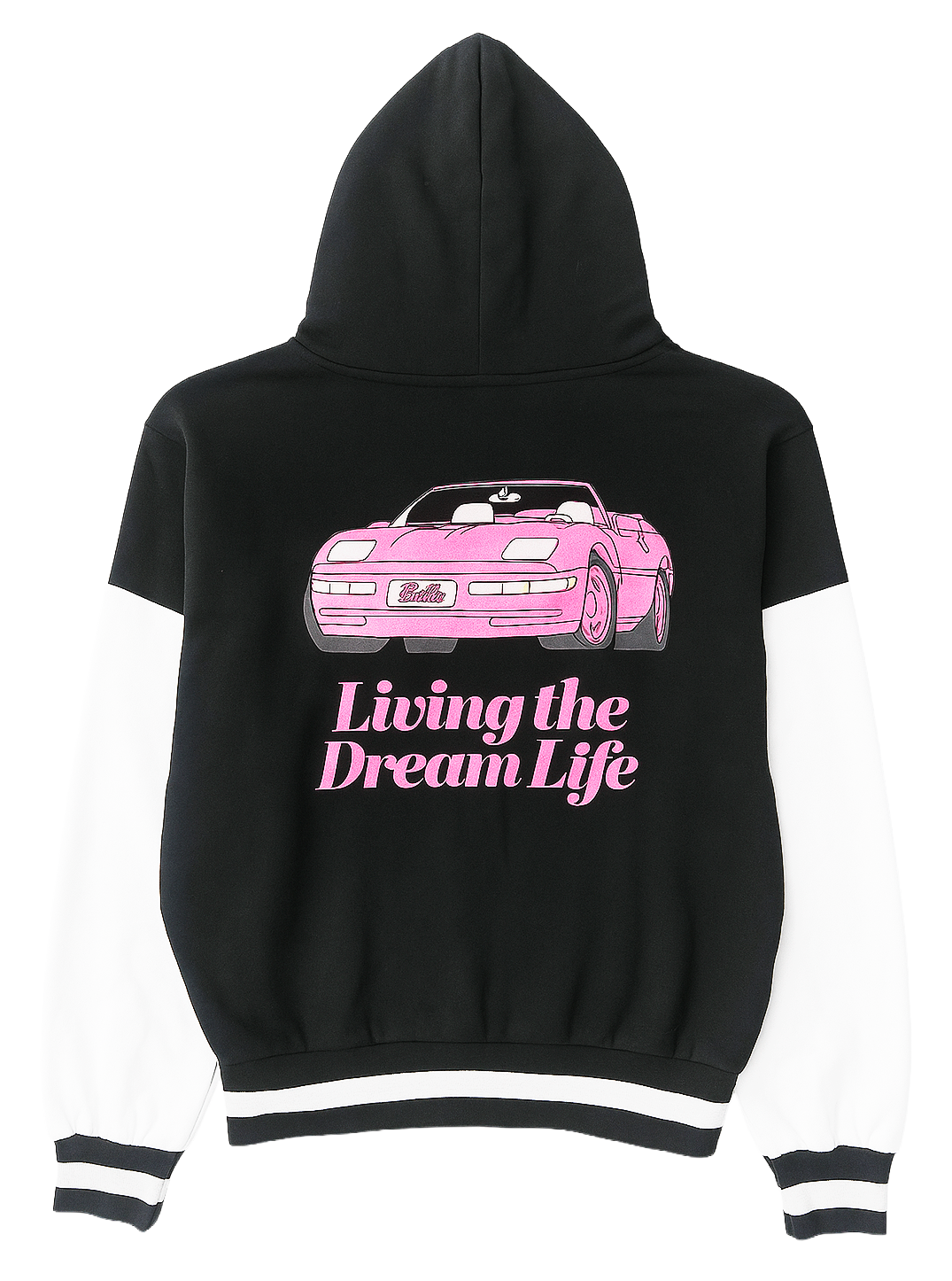WOMENS LICENSED BARBIE CROPPED HOODIE BLACK/ WHITE - 7BRB00520