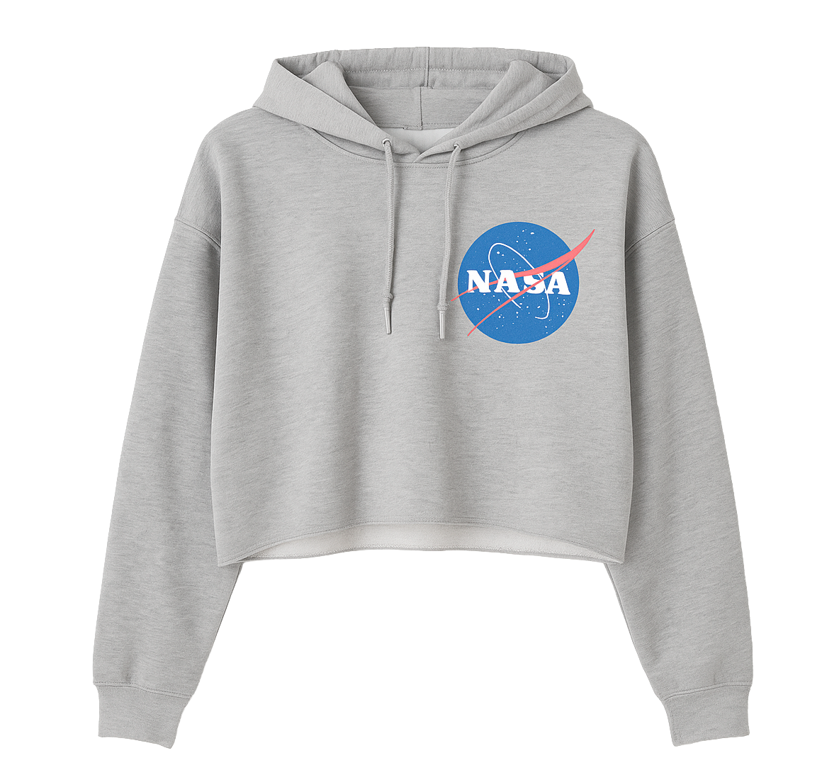 WOMENS LICENSED NASA CROPPED HOODIE GREY - 7NAS02380