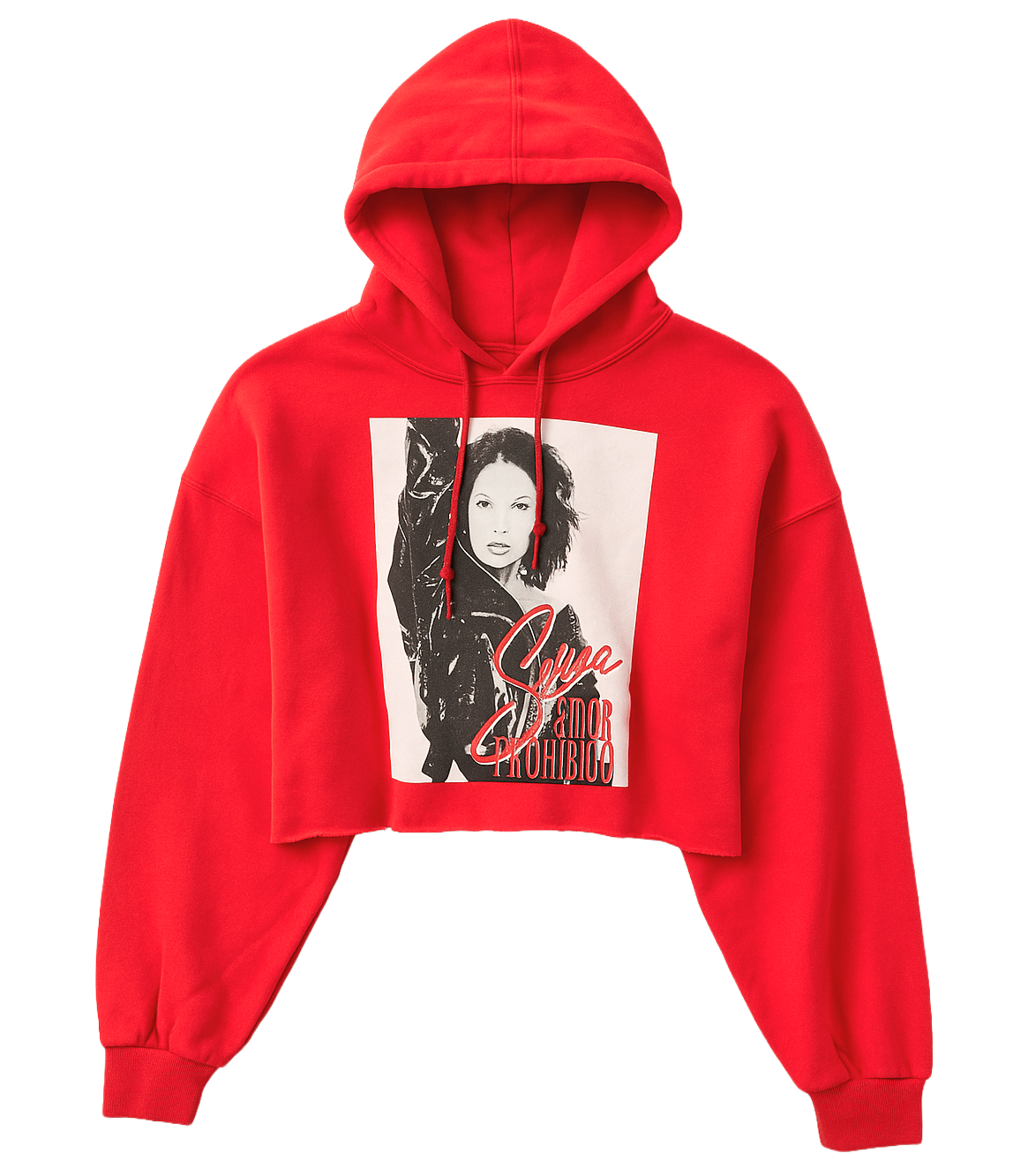 WOMENS LICENSED SELENA CROPPED HOODIE RED - 7NAS01020