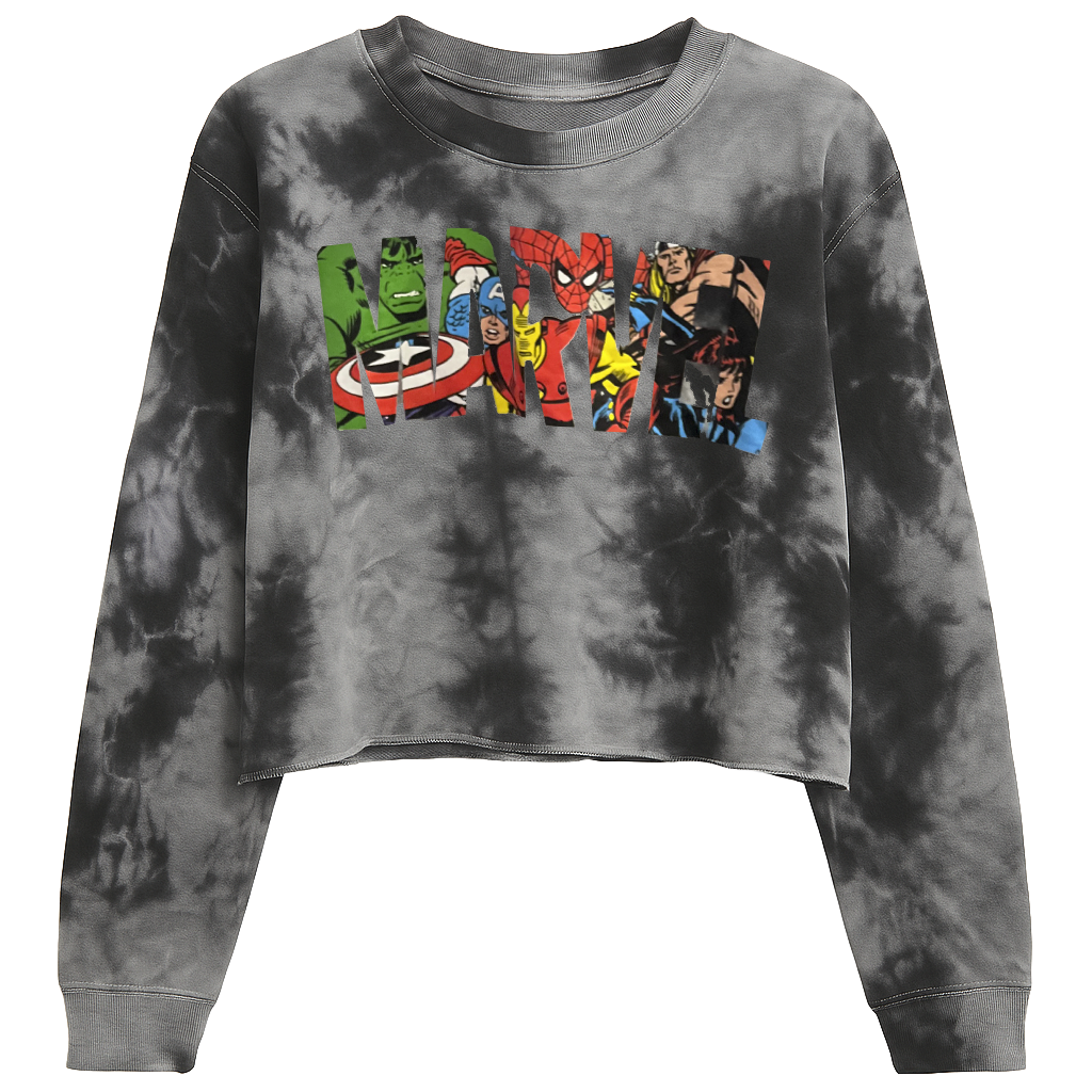 WOMENS LICENSED MARVEL CROPPED L/S SHIRT BLACK - 7MAC552640XCL