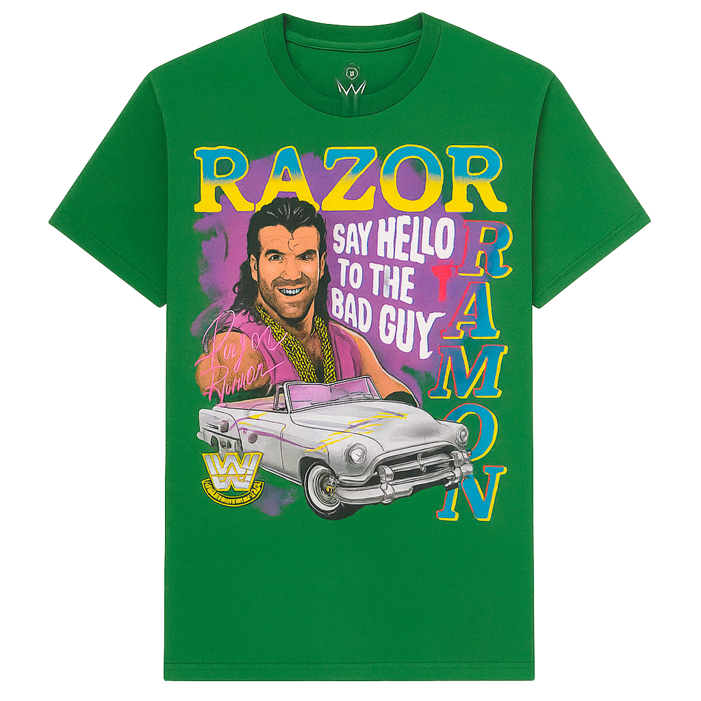 LICENSED WWE RAZOR RAMON T-SHIRT GREEN - WXNS4137FC
