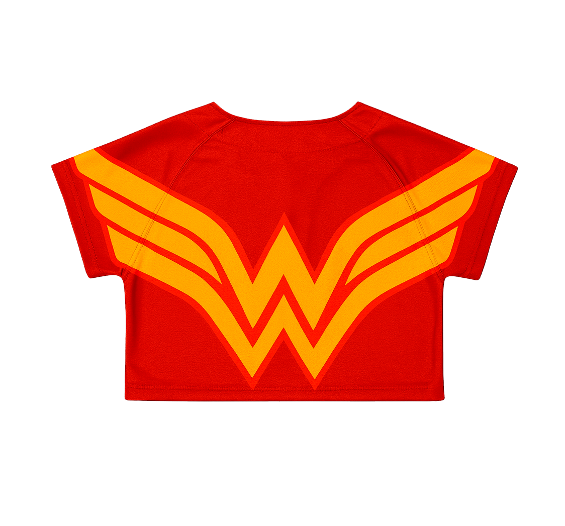 WOMENS HEADGEAR WONDER WOMAN CROP TOP RED - HGC050-CROP-17