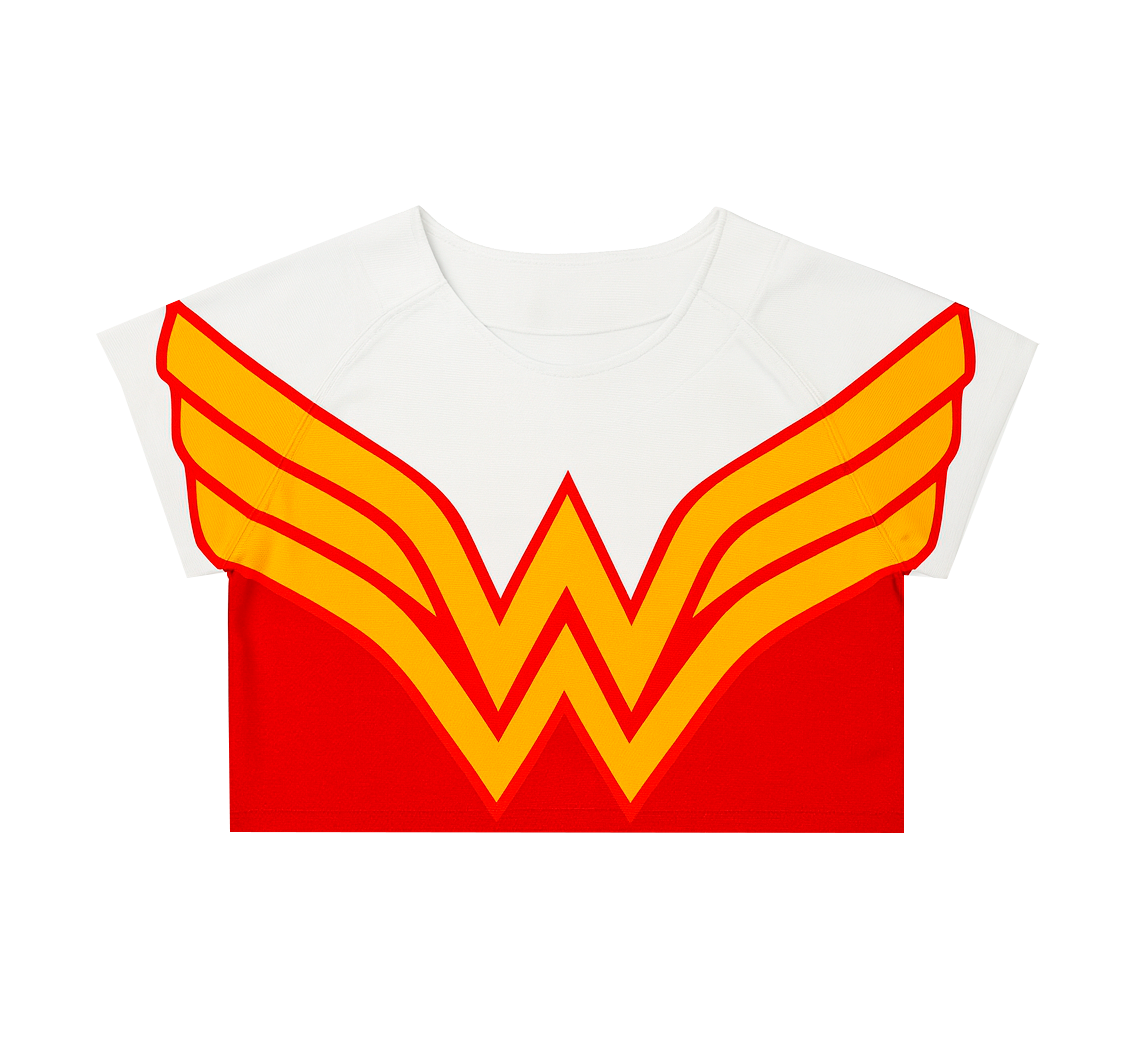 WOMENS HEADGEAR WONDER WOMAN CROP TOP WHITE - HGC050-CROP-16