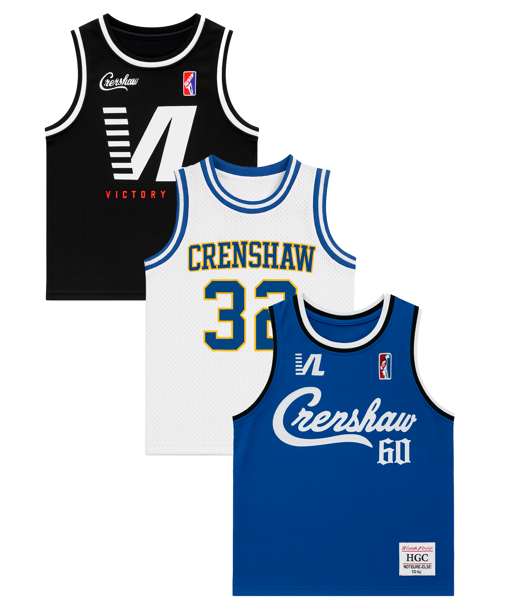 YOUTH HEADGEAR ASSORTED CRENSHAW BASKETBALL JERSEYS ASST - HGC-YBBJ-CRENSHAW