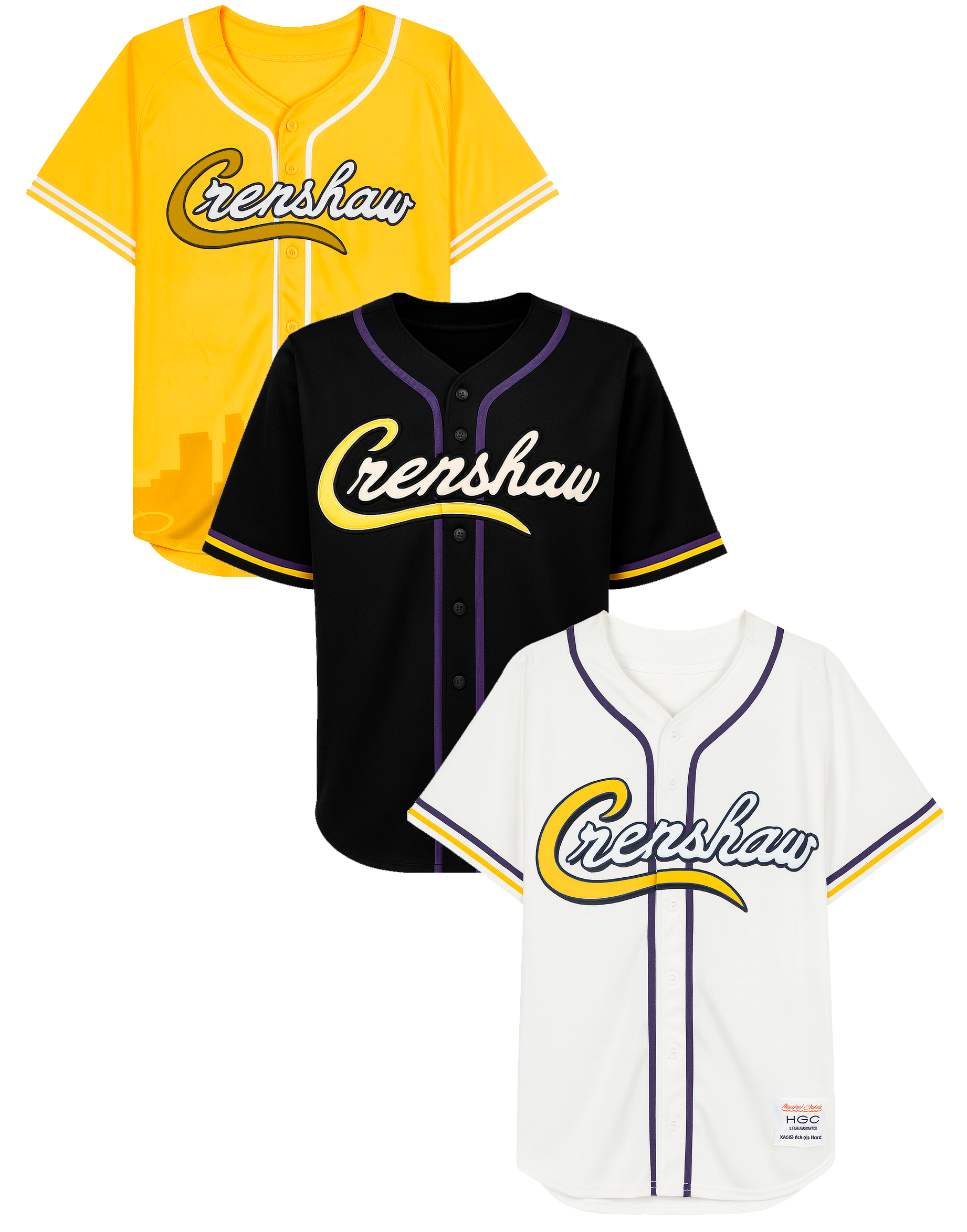 HEADGEAR ASSORTED CRENSHAW KOBE BASEBALL JERSEYS ASST - HGC-BAJ-KOBE