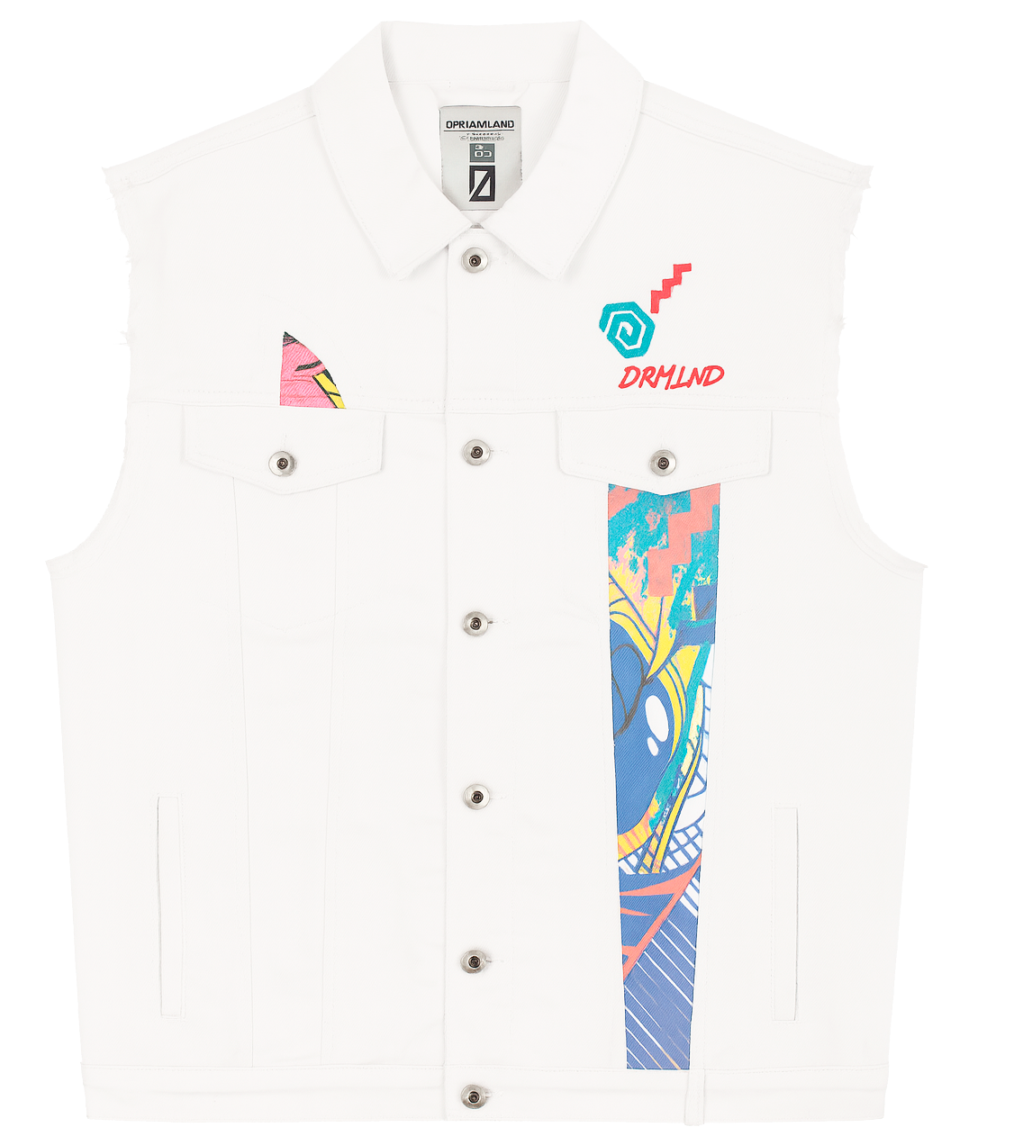 DREAMLAND PLUS SIZE DENIM VEST WHITE - D2206O0667BT