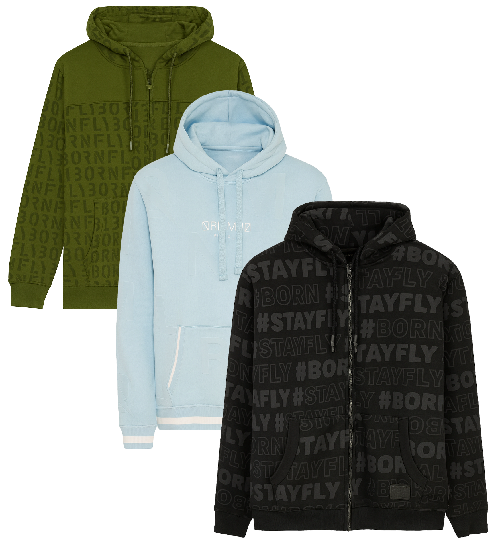 BORN FLY ASSORTED GRAPHIC HOODIES ASST - BFHDA