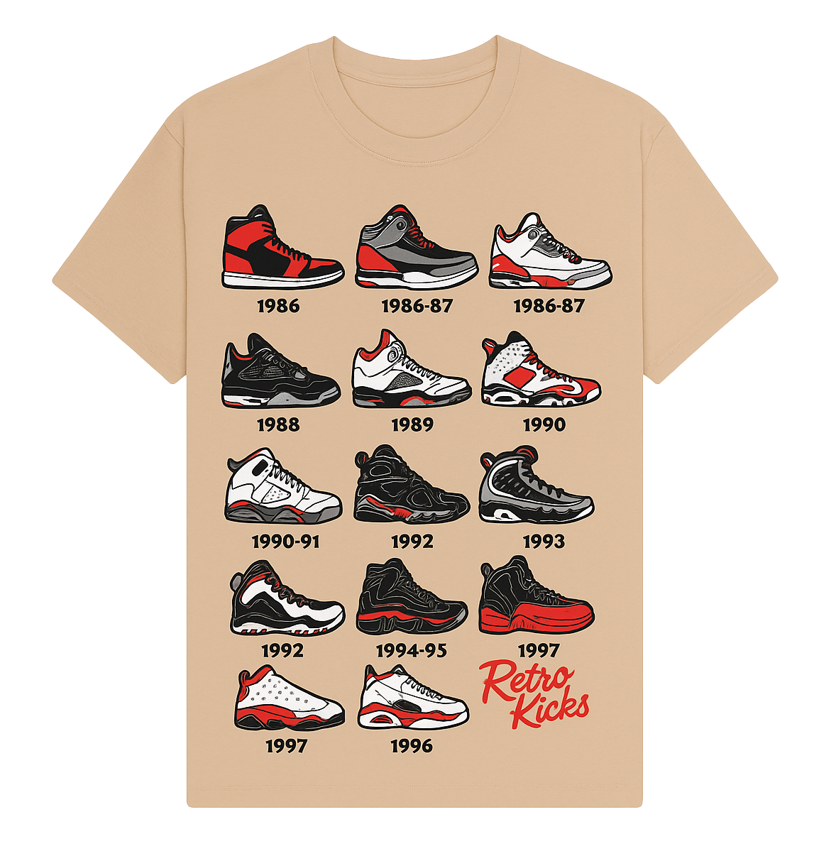 RETRO KICKS SNEAKER T-SHIRT KHAKI - RTK001