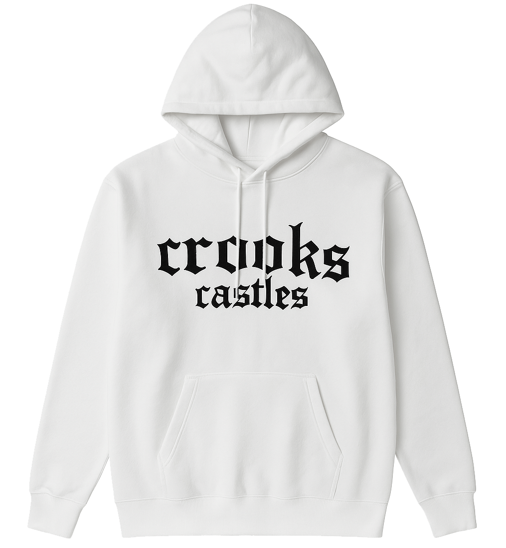 CROOKS & CASTLES IR HOODIE WHITE - GOTHIC SCRIPT