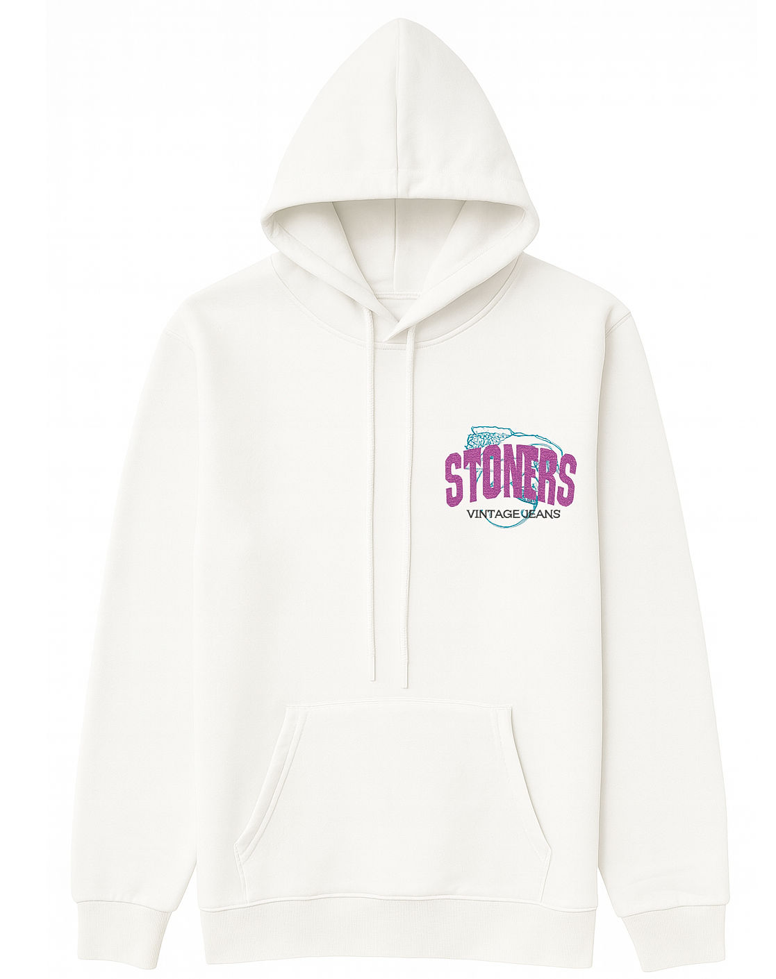 STONERS VINTAGE JEANS HOODIE WHITE - MORPH