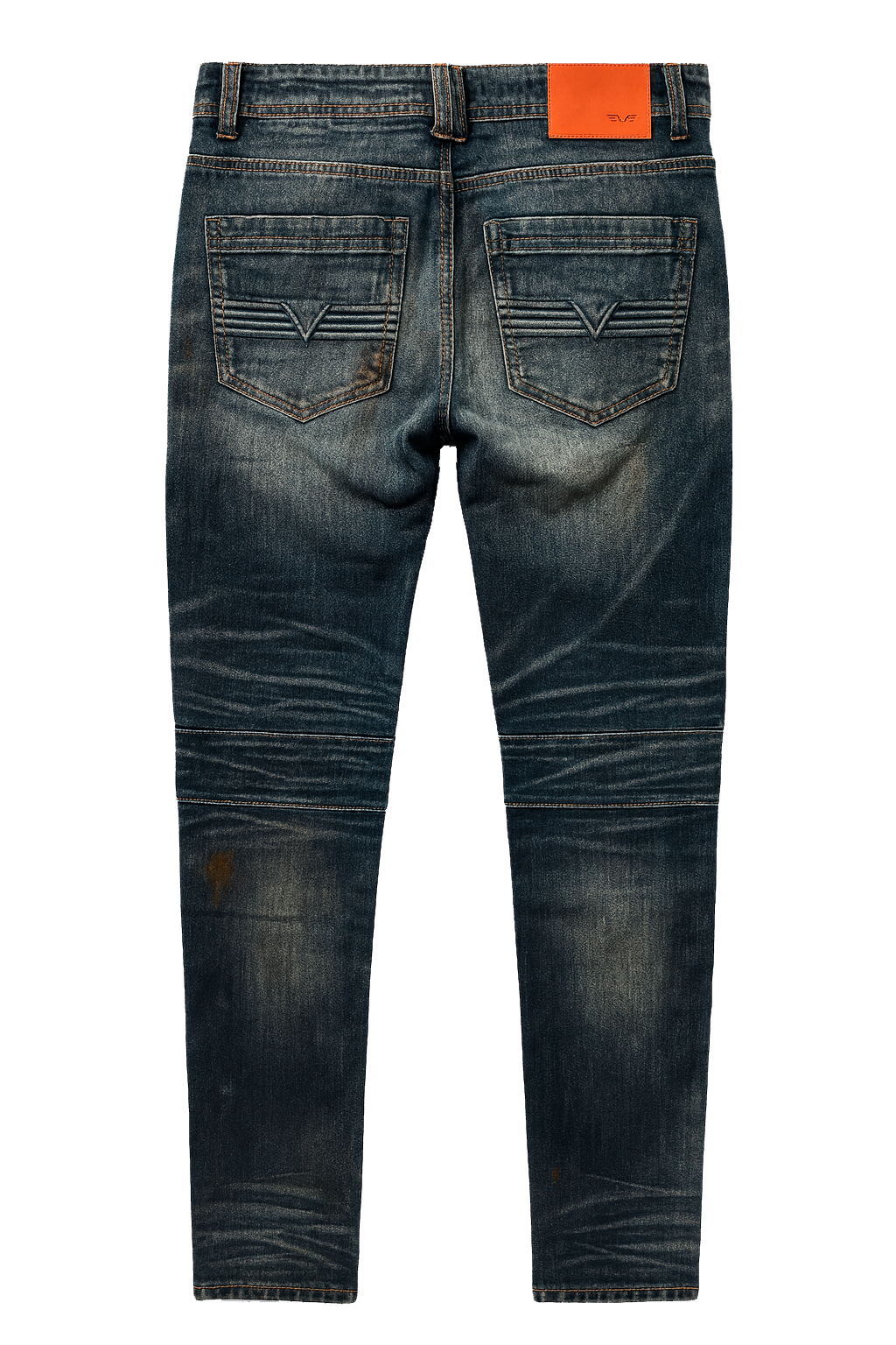 STONERS VINTAGE JEANS DISTRESSED MOTO DENIM PANTS INDIGO - BRICKZ