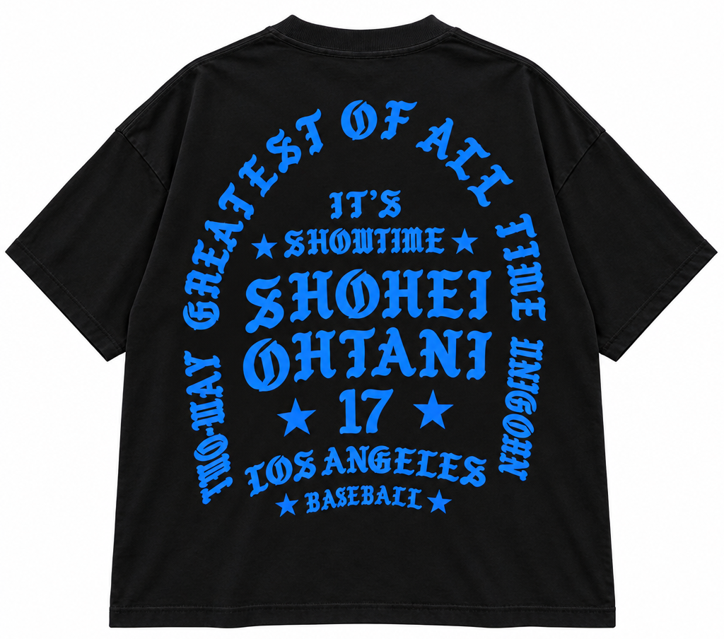 AUTHENTIC LEGENDS PUFF-PRINT T-SHIRT BLACK/BLUE - FEEL LIKE OTANI