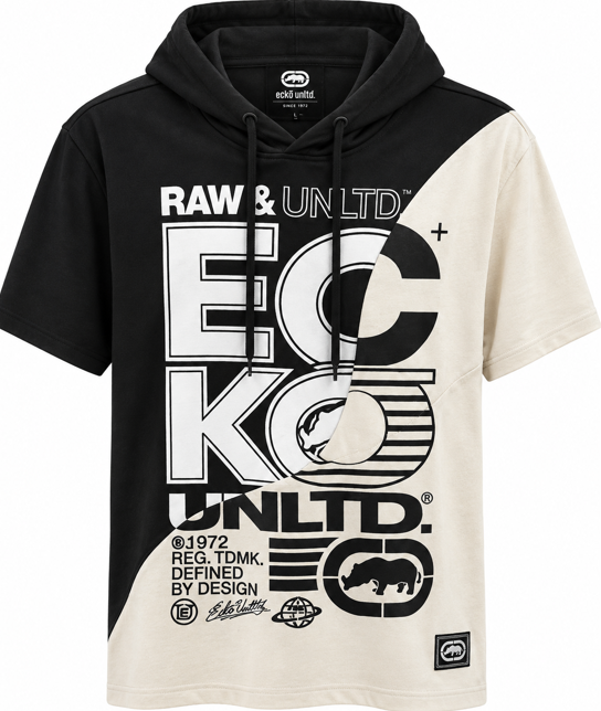 ECKO UNLTD S/S HOODIE SHIRT BLACK CHALK - EO15K1539