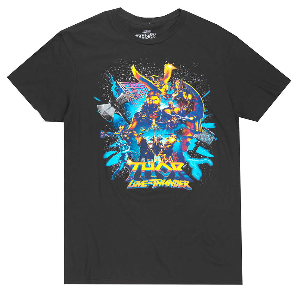 LICENSED THOR T-SHIRT BLACK - MARVEL POSTER