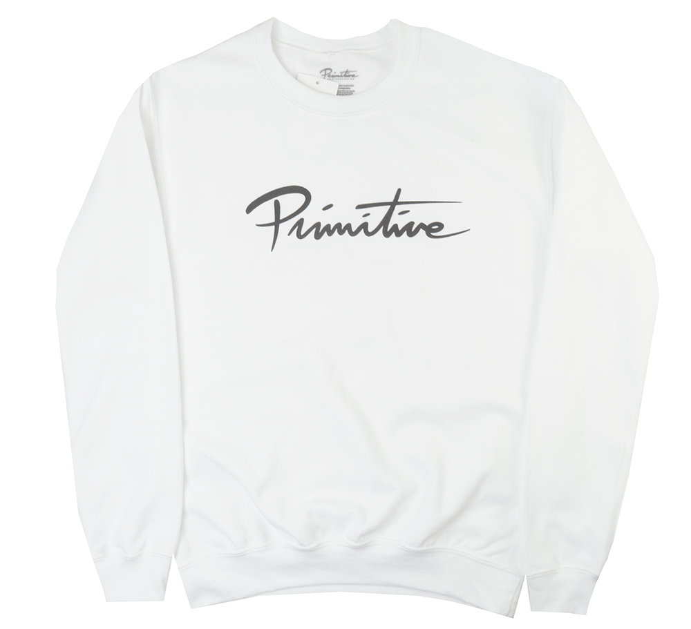PRIMITIVE NUEVO CREWNECK WHITE - LOGO SCRIPT